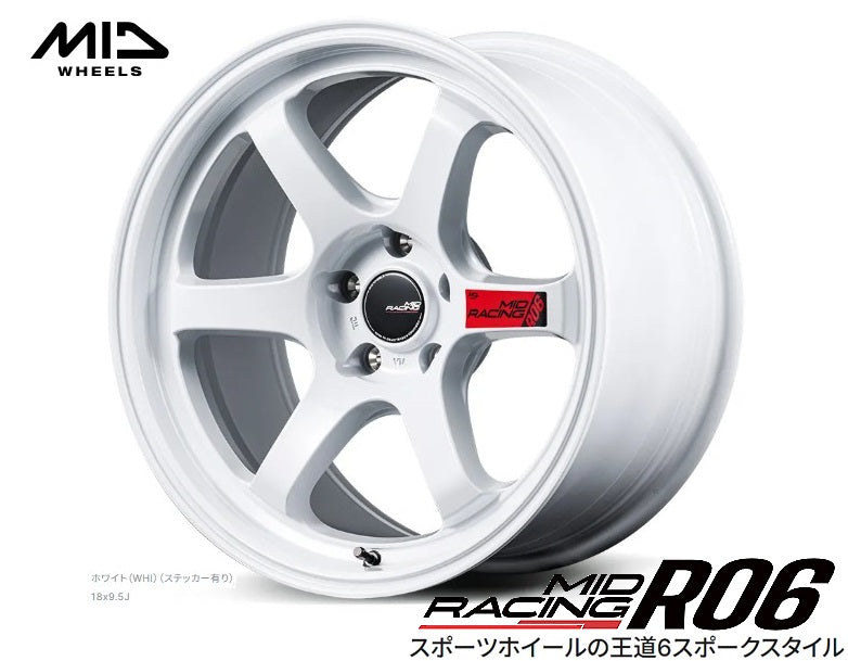 紅白色‼️AUTOCOUTURE ホイール4本セット❕ 2 ν§ ☆早期予約☆ 新品!MID RACING R06 18ｲﾝﾁ 8.5J+45 PCD100/5H