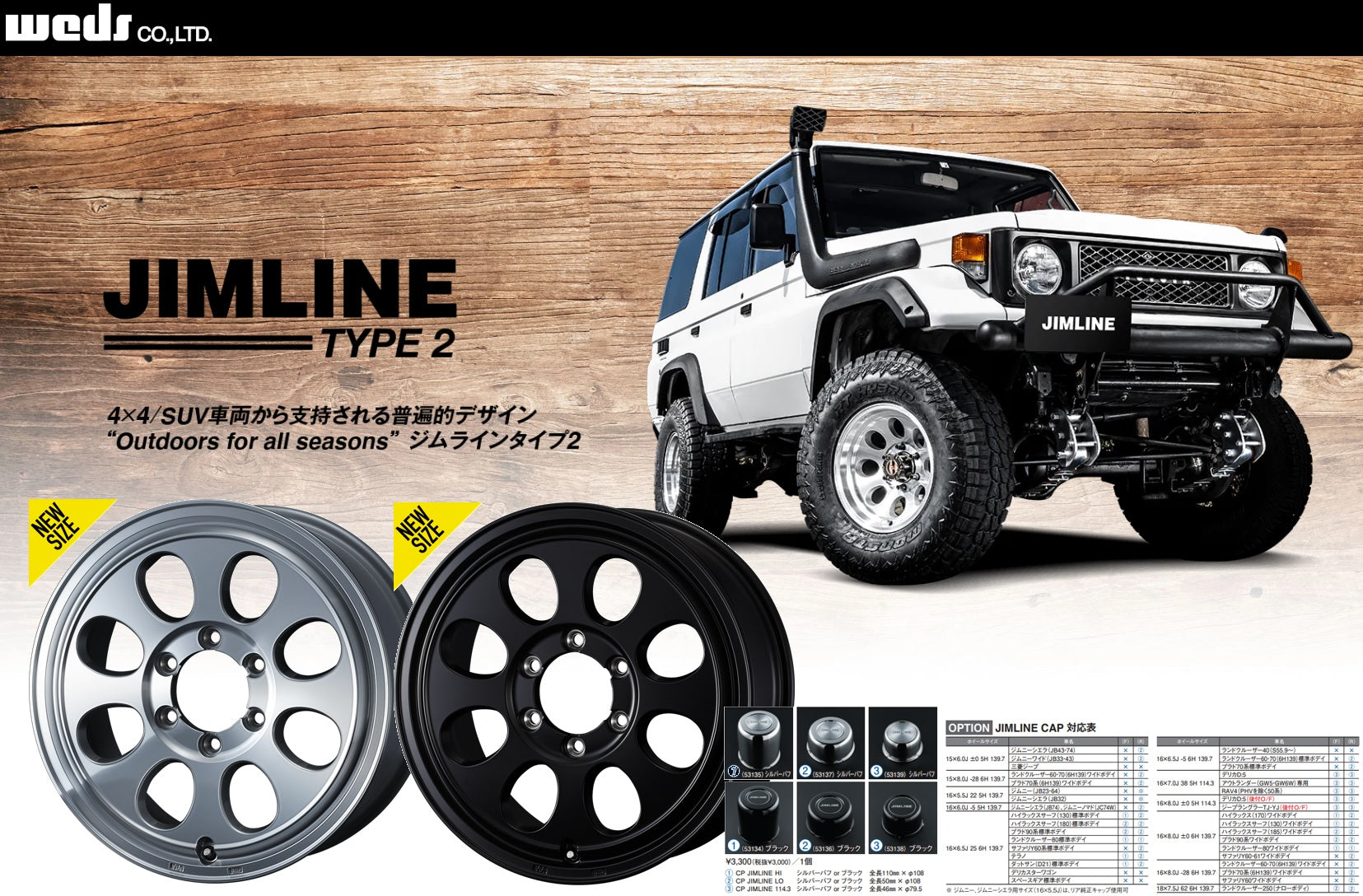 2 ν§ 新品！WEDS JIMLINE TYPE2 (ジムライン タイプ2) 18inx7.5J+65