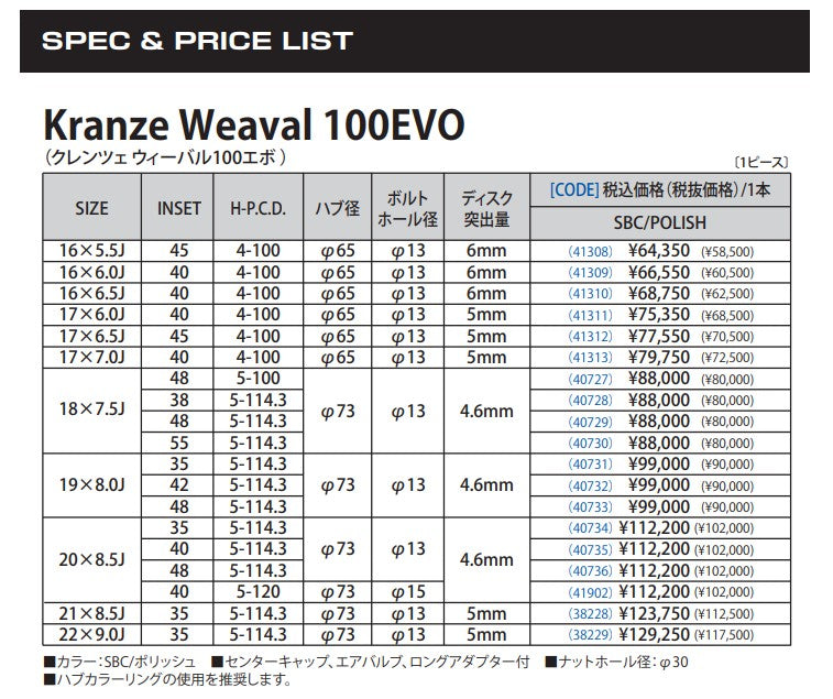2 ν§ WEDS Kranze Weaval 100EVO (クレンツェ ウィーバル100エボ) 19