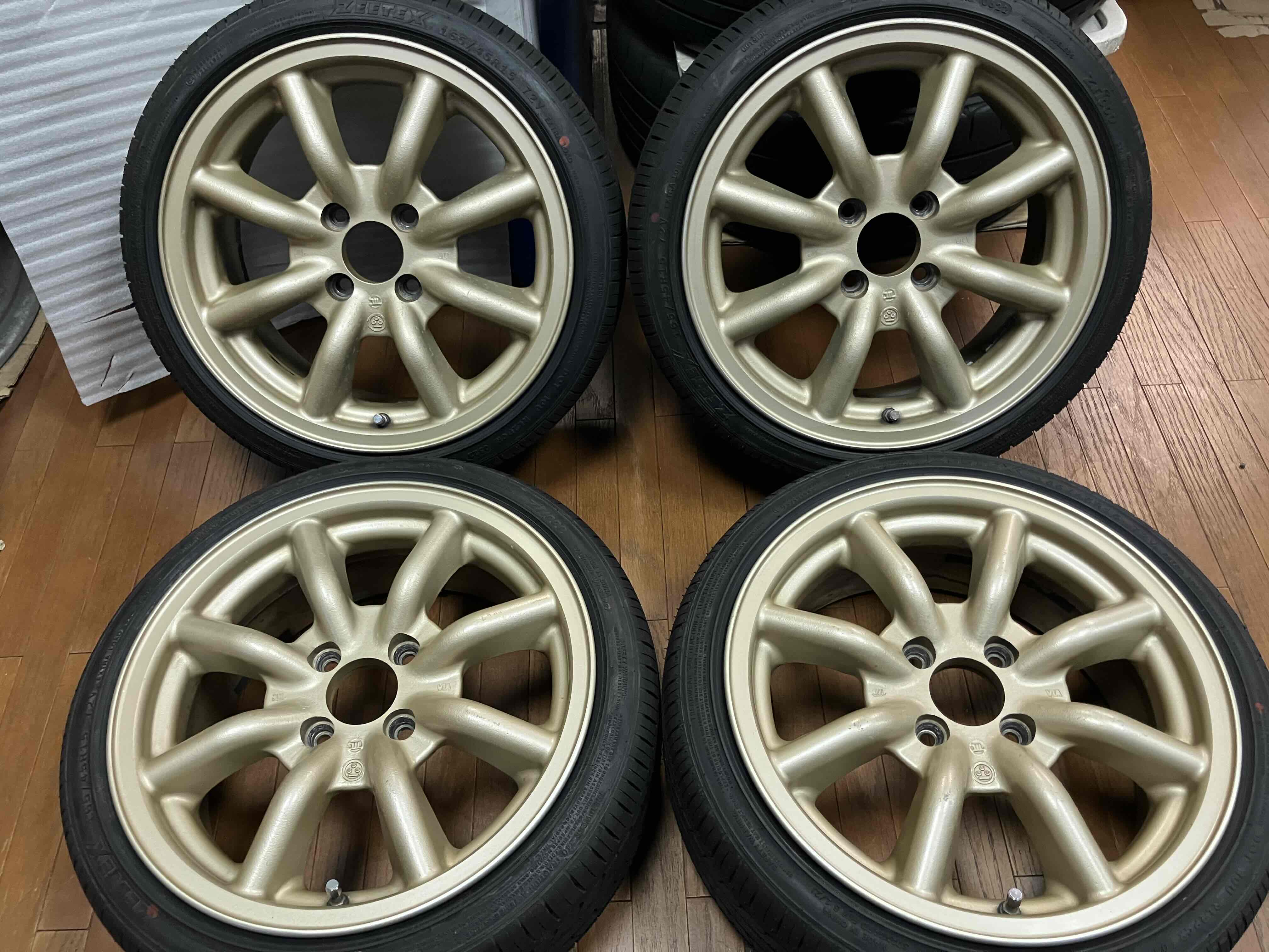 ◇希少!!ワタナベ エイトスポーク F8F 15インチ◇6.5J+35 4H100◇ZT1000 165/45R15 2022年製造◇引っ張 –  ハマガレネットストア