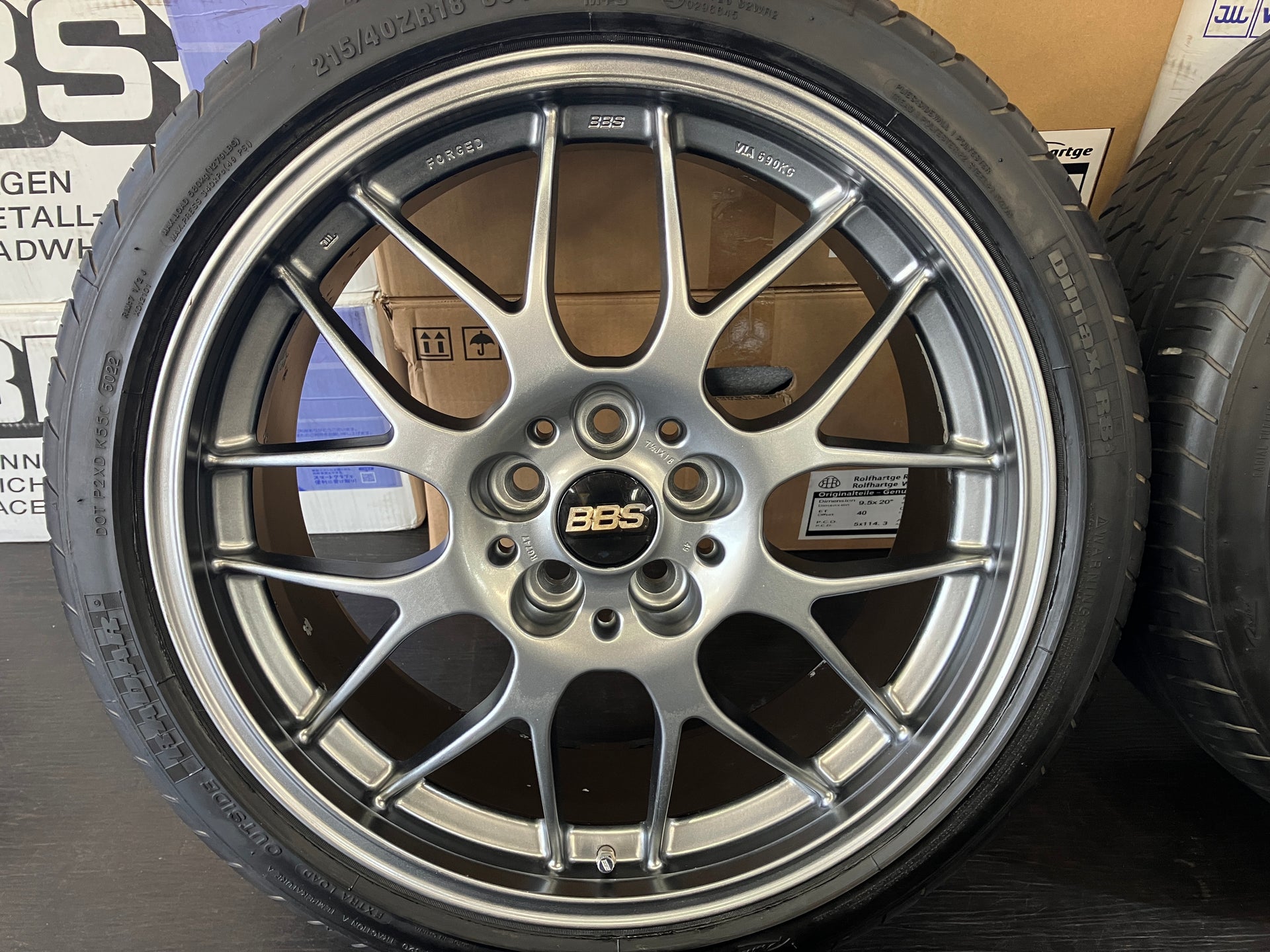 ☆高級鍛造 手直し済良品 深溝タイヤ付4本SET BBS RG-R RG747 18インチ 