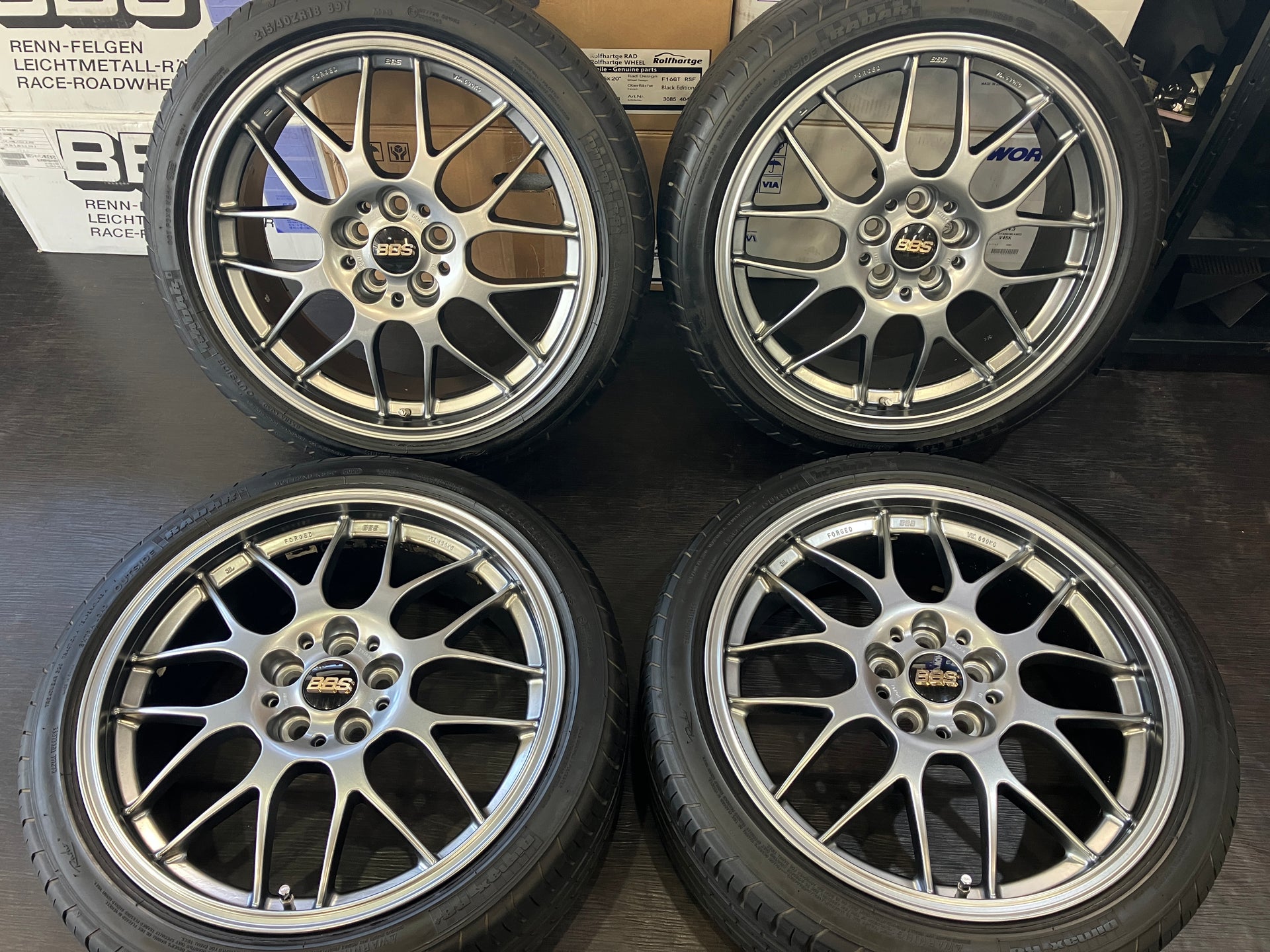 ☆高級鍛造 手直し済良品 深溝タイヤ付4本SET BBS RG-R RG747 18インチ 