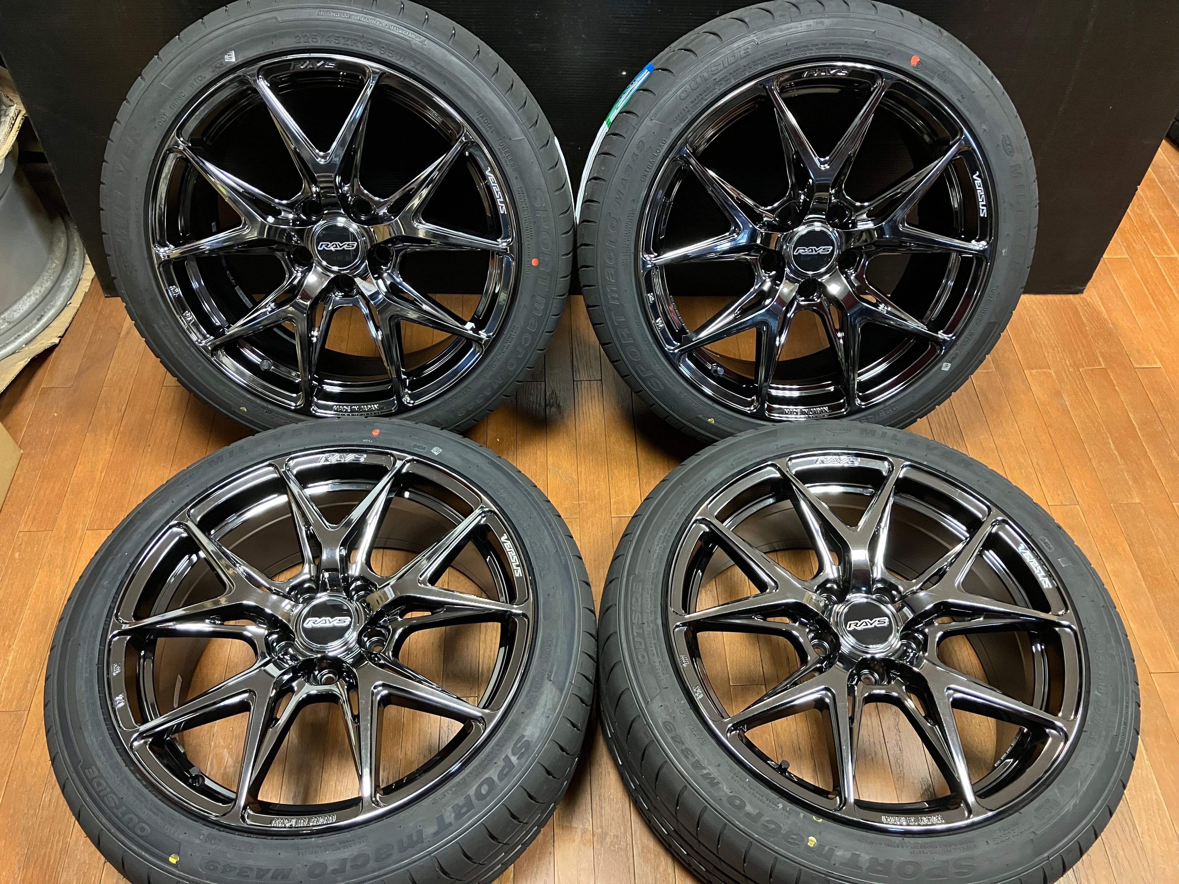 ◆新品タイヤ付き◆RAYS レイズ ベルサス VV21S 18インチ PCD114.3 5H 8J +45◆ミレバー 225/45R18付き