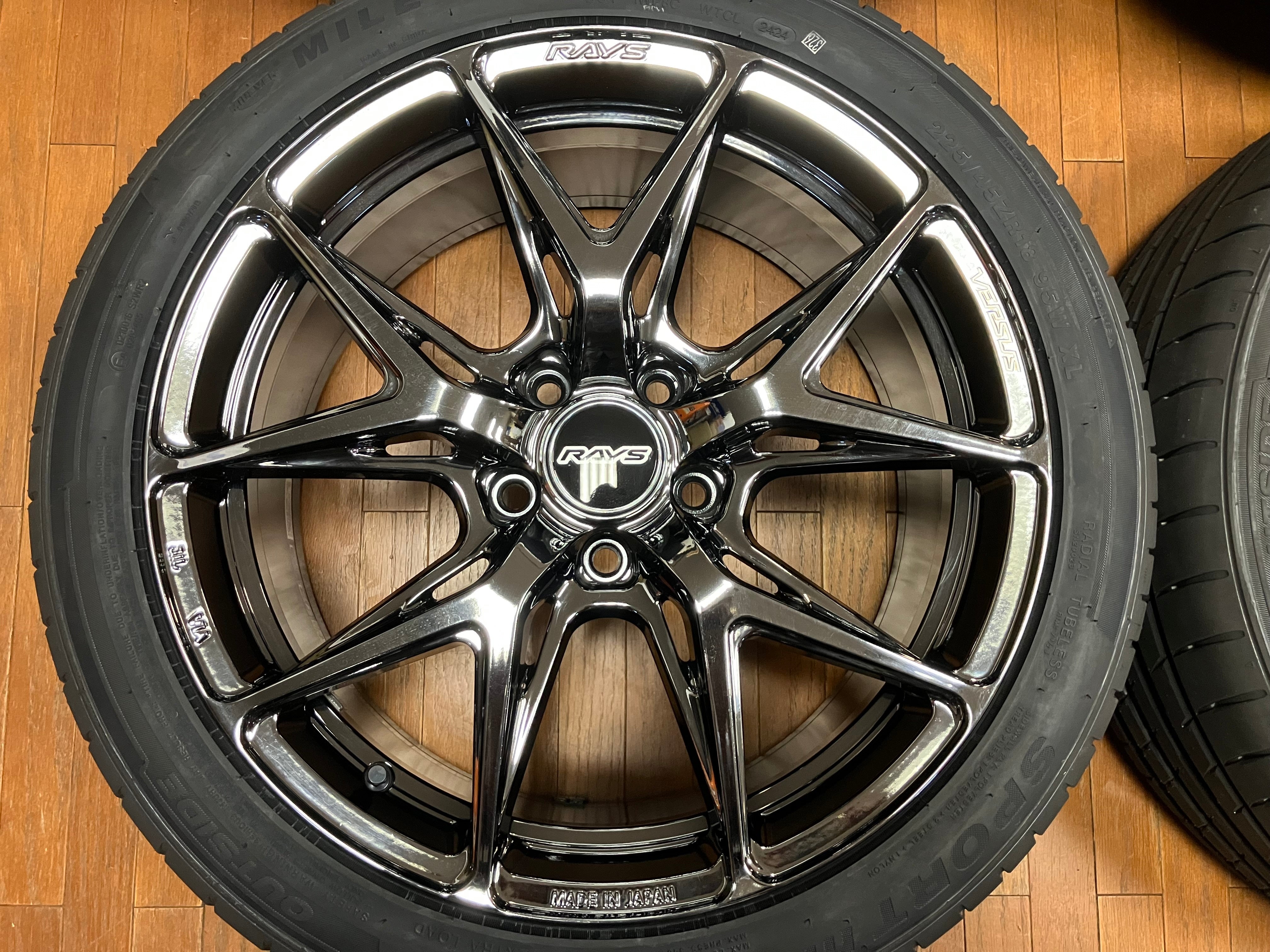 ◆新品タイヤ付き◆RAYS レイズ ベルサス VV21S 18インチ PCD114.3 5H 8J +45◆ミレバー 225/45R18付き