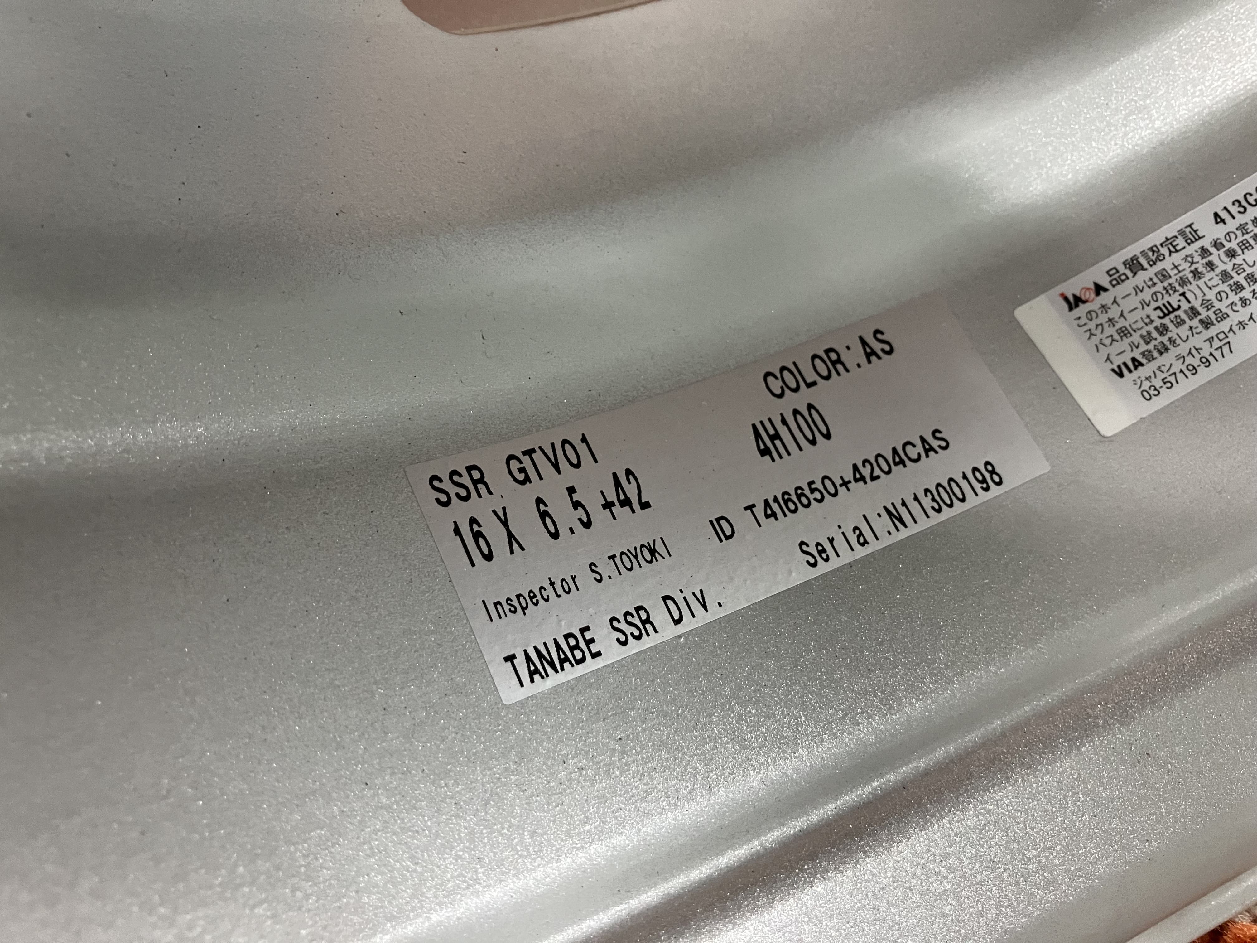 ◇程度良好品!!TANABE SSR GTV01◇16インチ 6.5J+42 100-4H