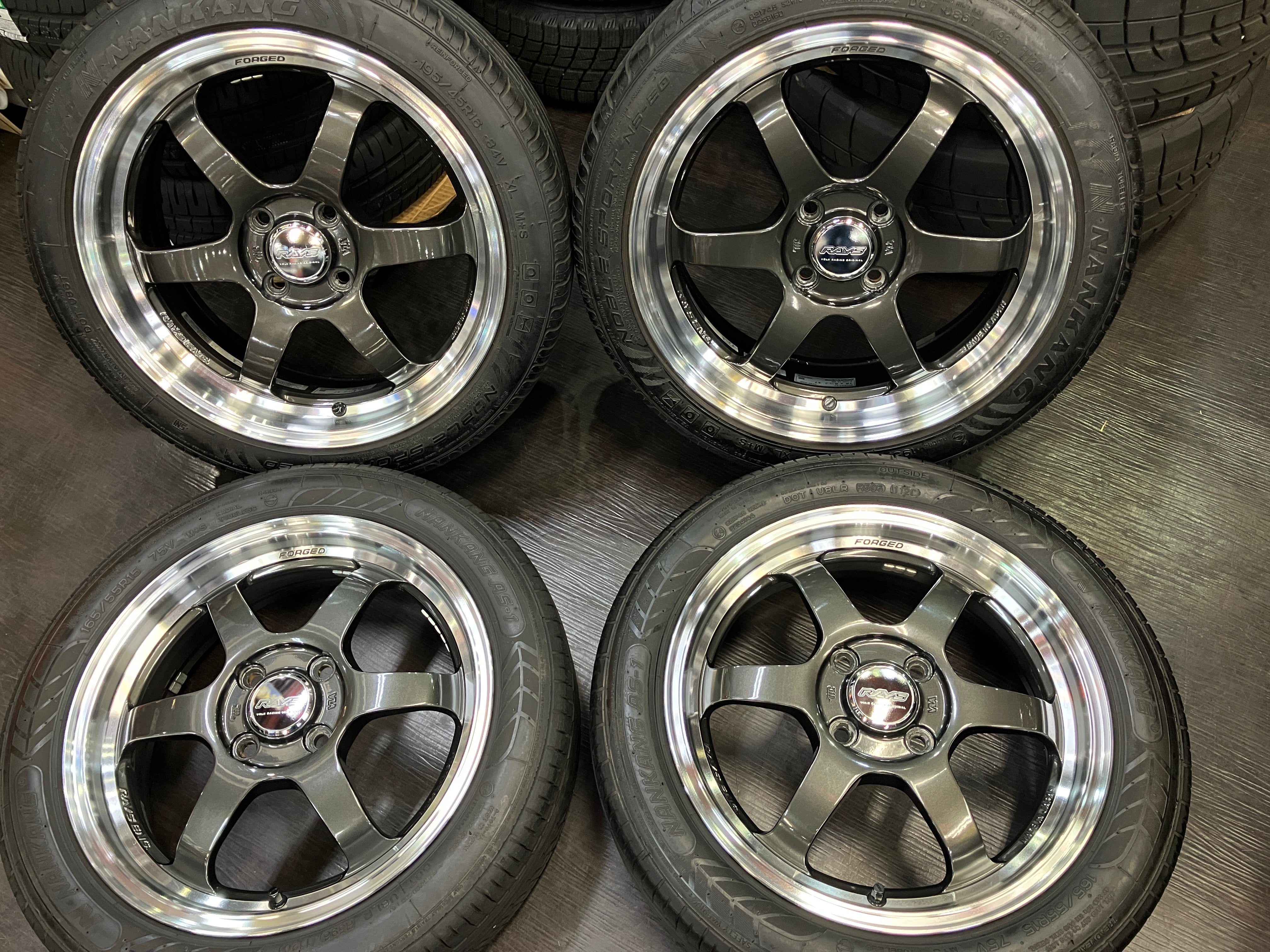 ☆SALE! 美品 軽量鍛造 レイズ VOLK TE37 KCR 15&16インチ 100/4 OP