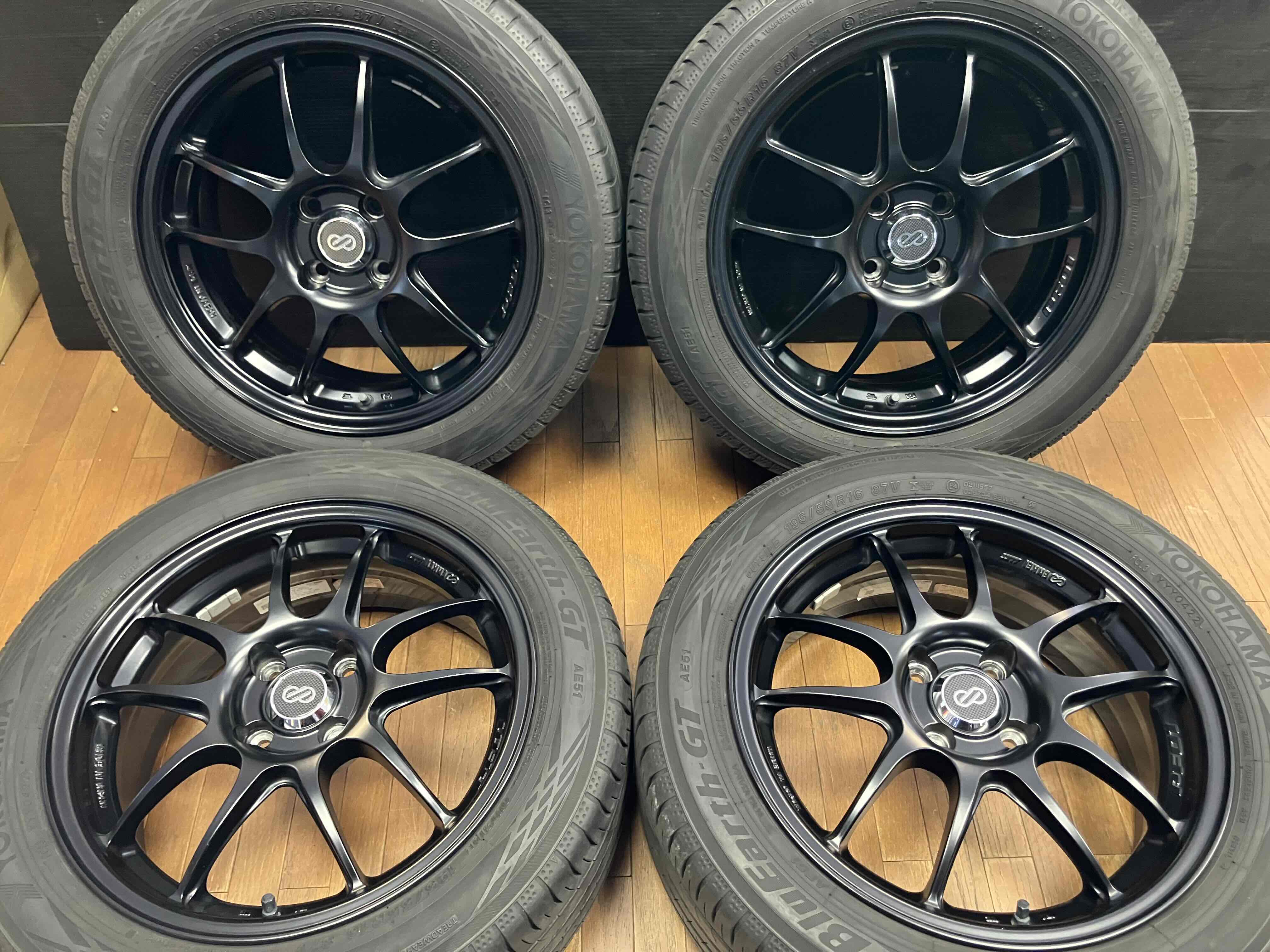 ◇美品!!ENKEI PF01 16インチ◇6.5J+42 4H100◇ブルーアースAE51 195
